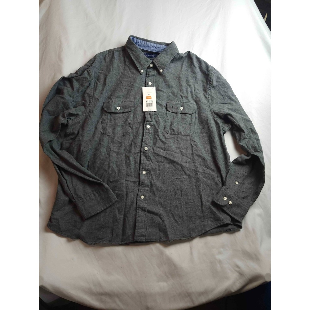 Crown & Ivy Button Down Shirt Men XL Gray Quiet Luxury Capsule Wardrobe Workwear